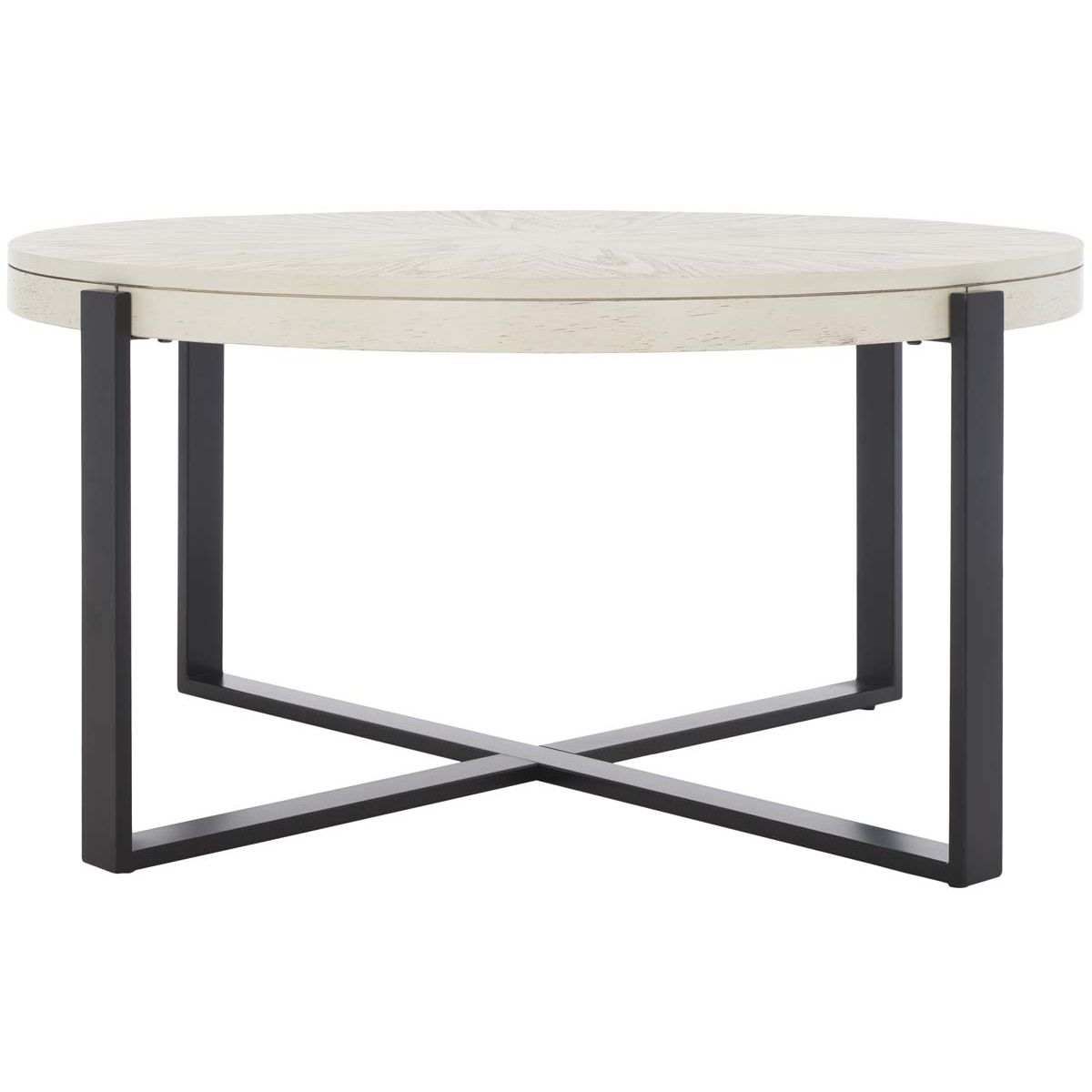 Safavieh Navya Round Coffee Table , COF6207 - White Wash Top / Black Legs