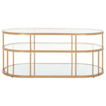 Safavieh Layta 3 Shelf Coffee Table , COF6402 - Gold/Glass