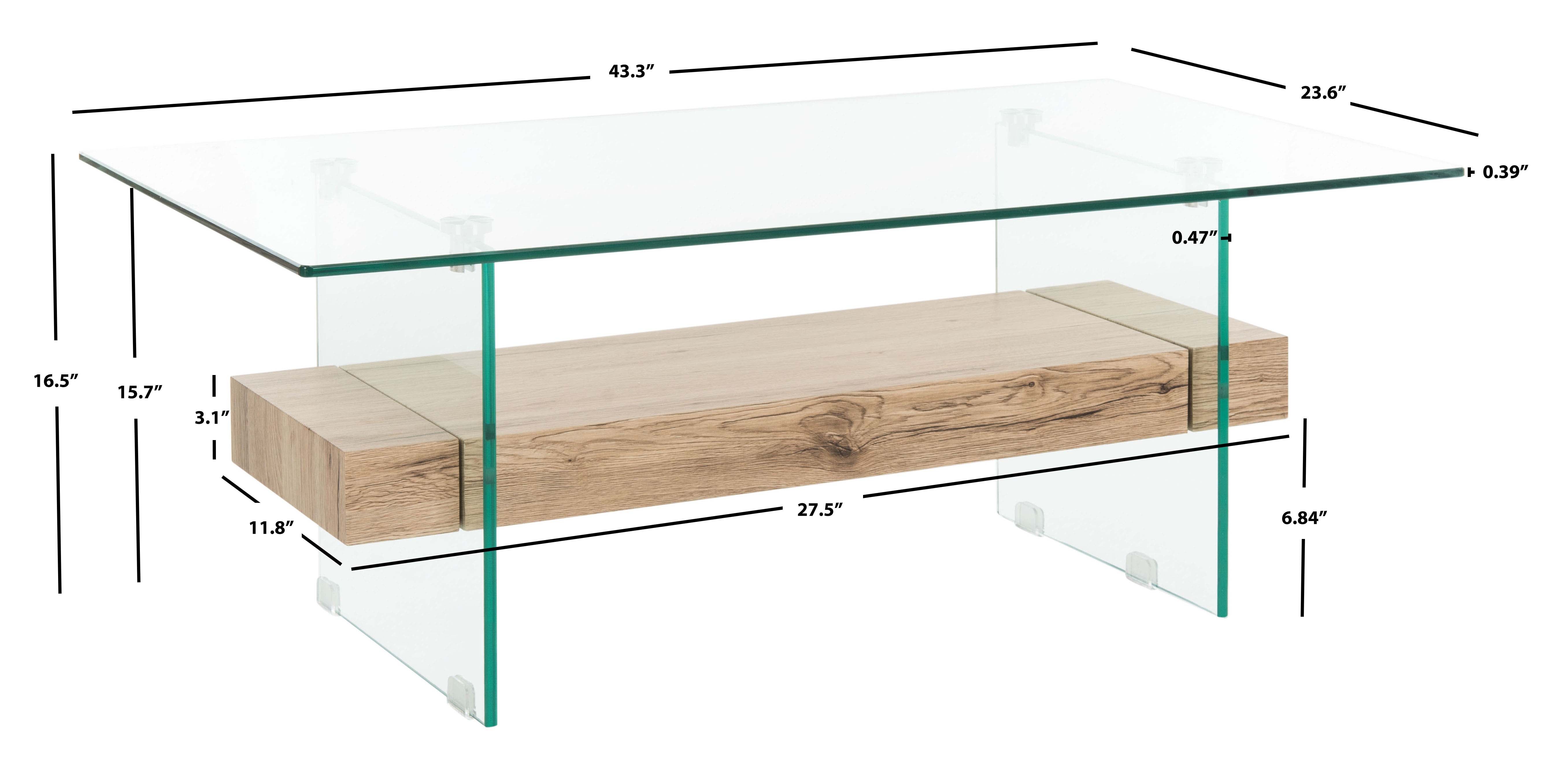 safavieh kayley glass coffee table, cof7004 - Glass / Natural Wood Rack