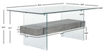 safavieh kayley glass coffee table, cof7004 - Glass / Black Oak Wood Shelf