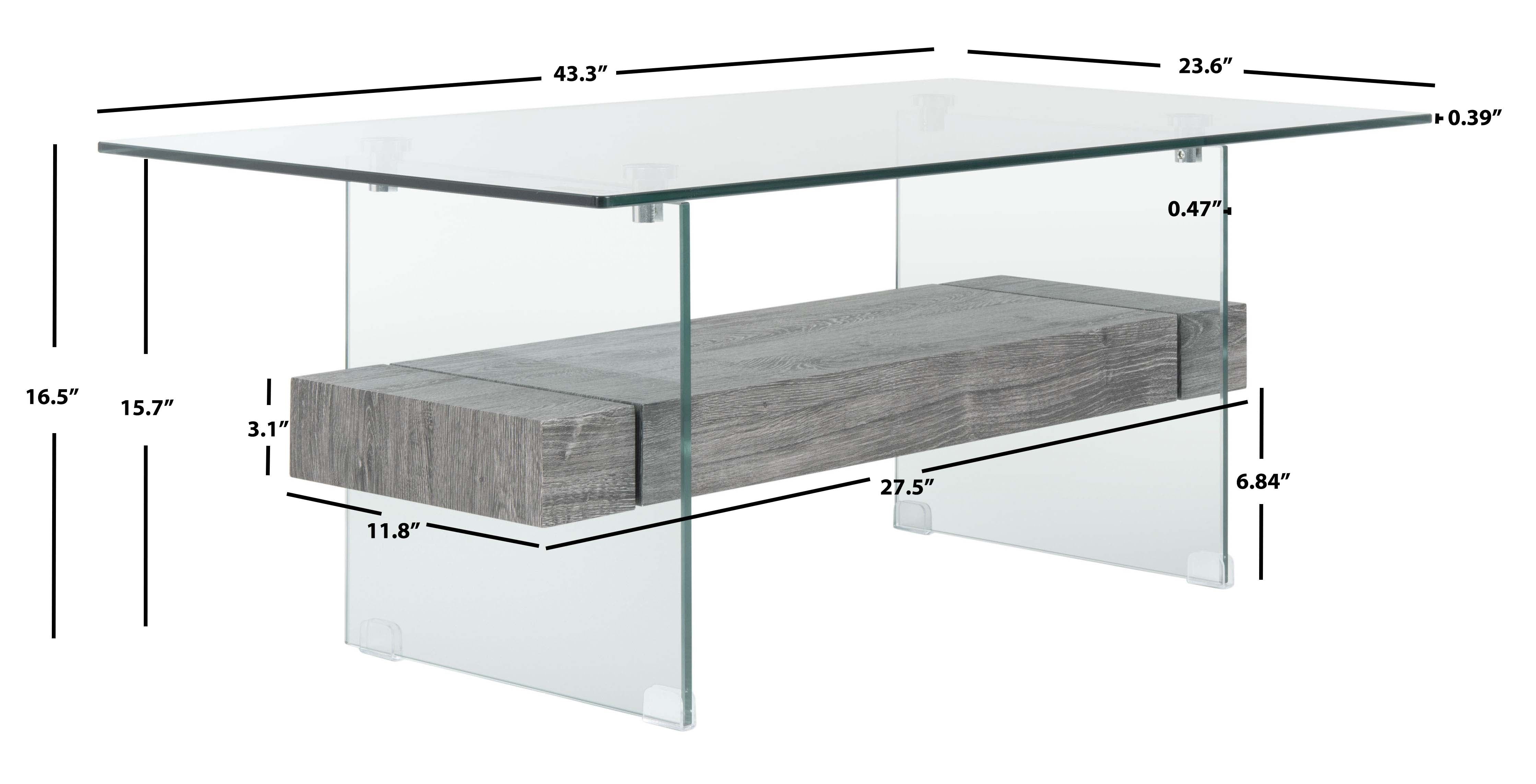 safavieh kayley glass coffee table, cof7004 - Glass / Black Oak Wood Shelf