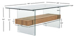 safavieh kayley glass coffee table, cof7004 - Glass / Natural Brown Wood Shelf