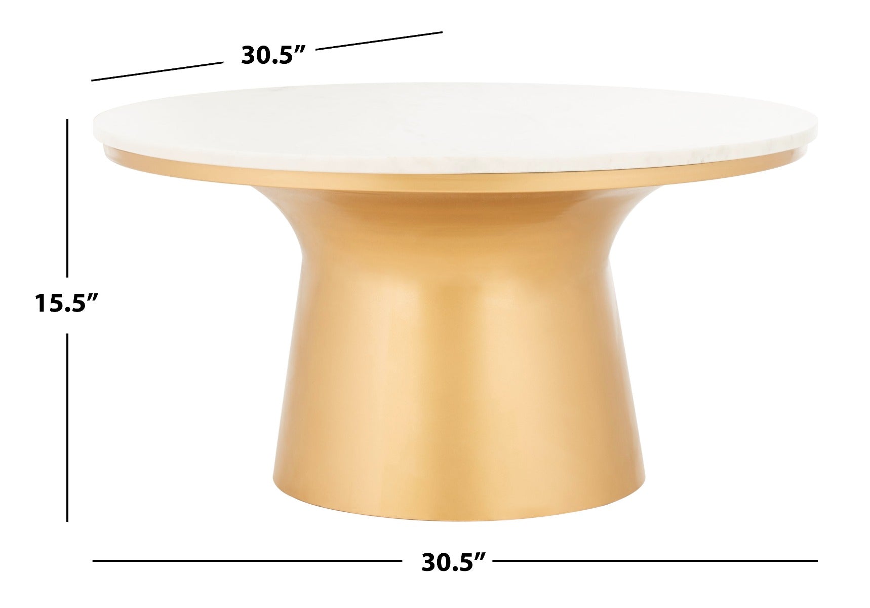 Safavieh Mila Pedestal Coffee Table , COF7200 - White Marble/Brass