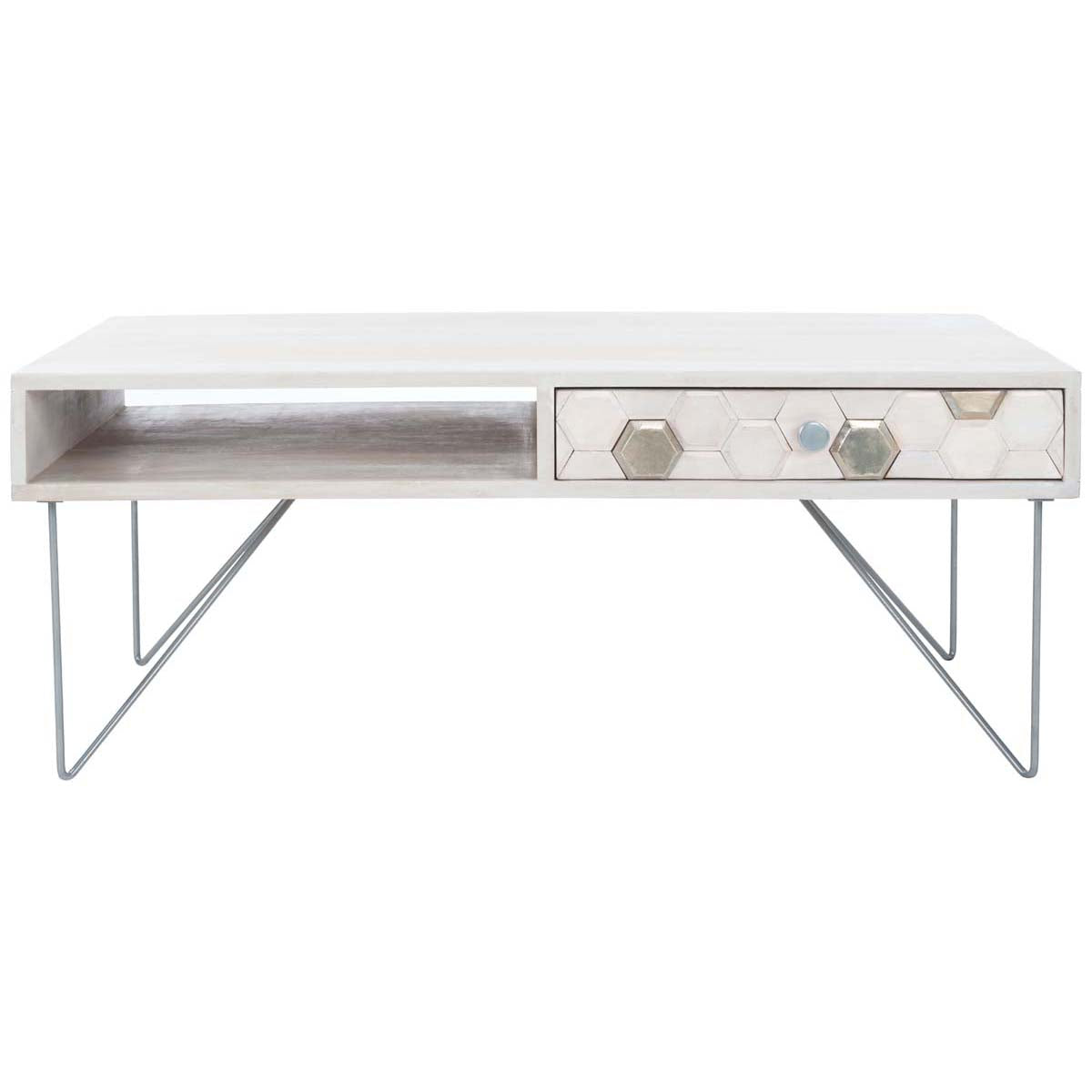Safavieh Raveena Coffee Table , COF9002 - White Washed / Silver