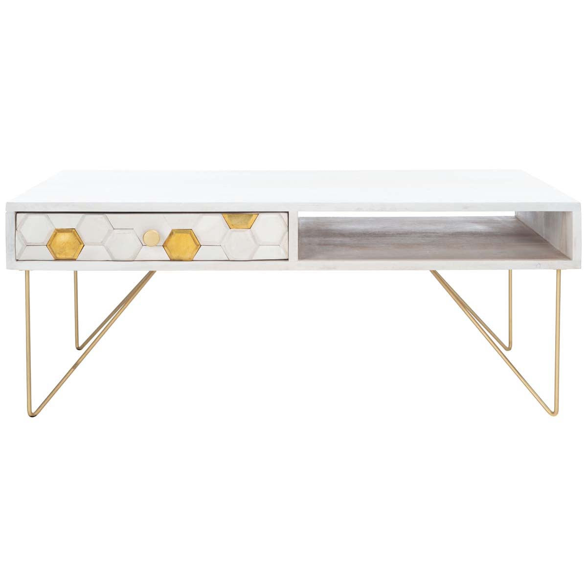 Safavieh Raveena Coffee Table , COF9002 - White Washed / Brass