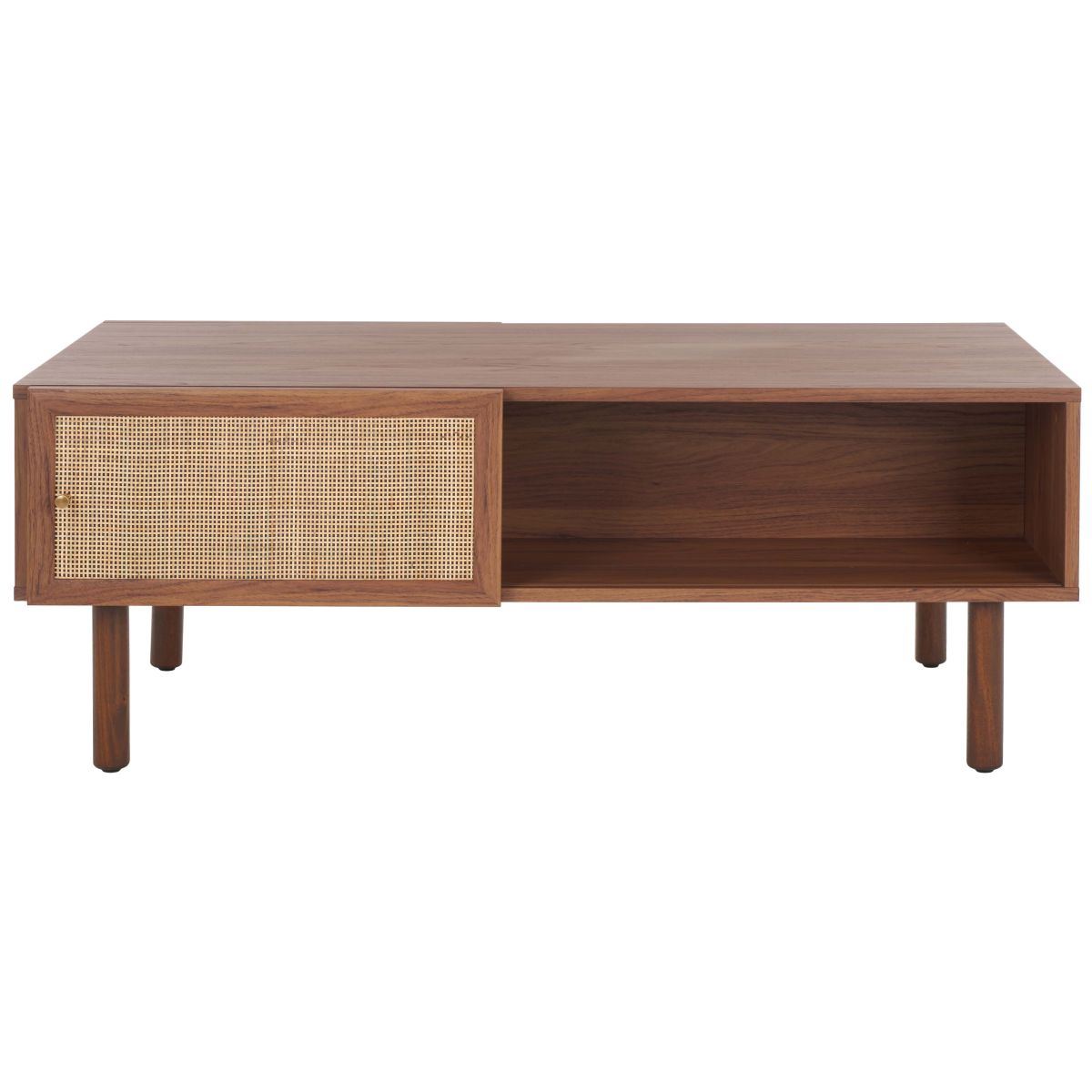 Safavieh Silvanna 2 Door Coffee Table, Walnut / Natural Rattan - Walnut / Natural Rattan