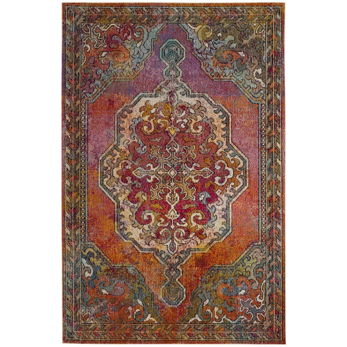 Safavieh Crystal 502 Rug, CRS502 - Orange / Light Blue
