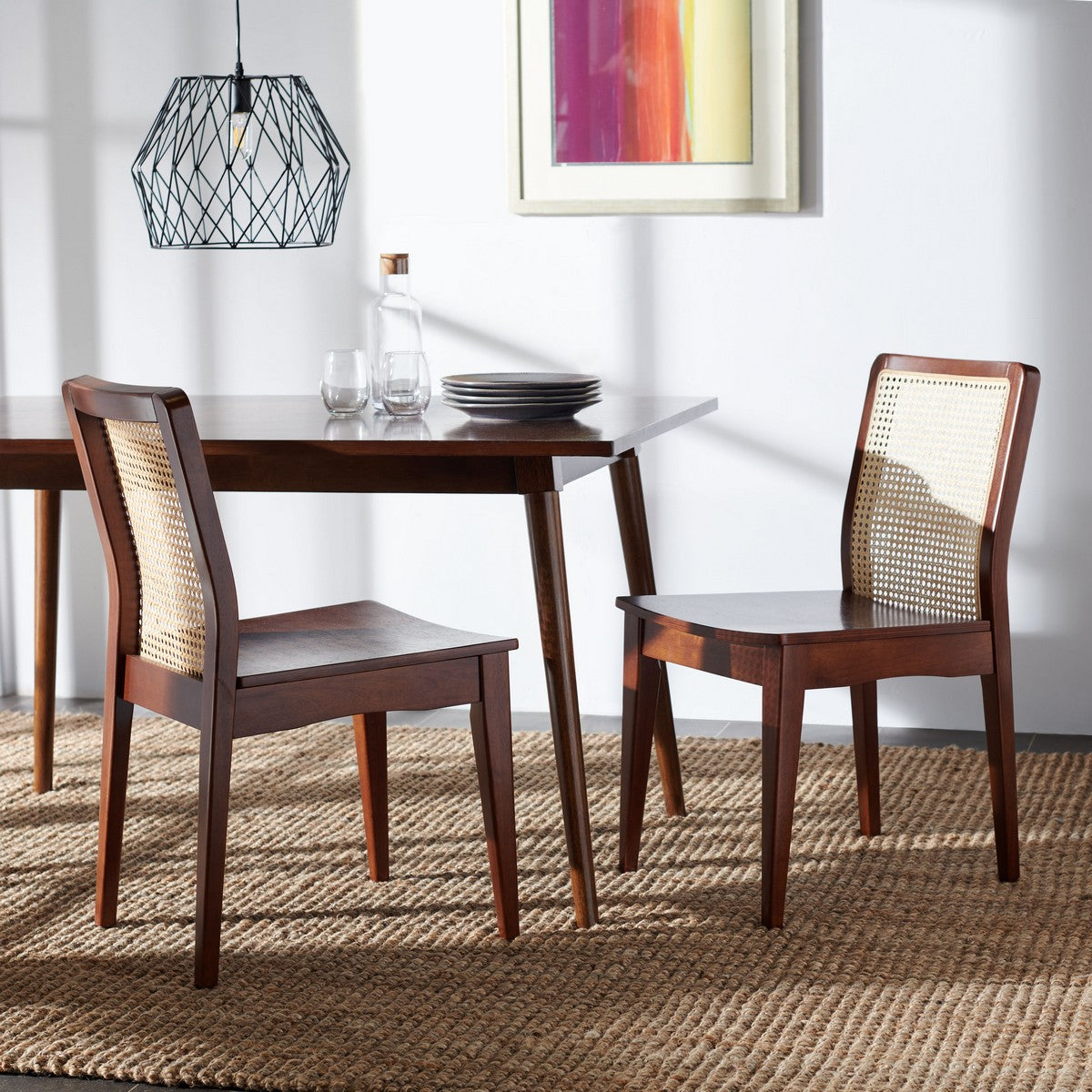 Safavieh Benicio Rattan Dining Chair, DCH1005 - Dark Brown/Natural (Set of 2)