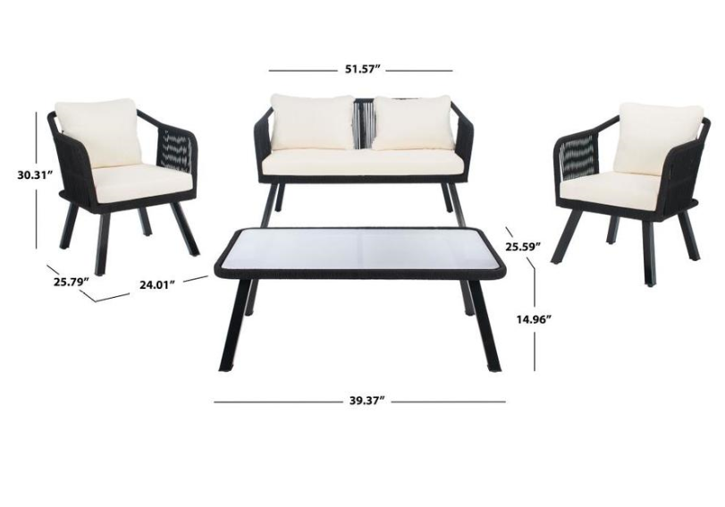 Safavieh Torsla 4Pc Rope Living Set , PAT7520