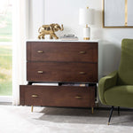 Safavieh Genevieve 3 Drawer Dresser , DRS5000 - White/Walnut/Gold