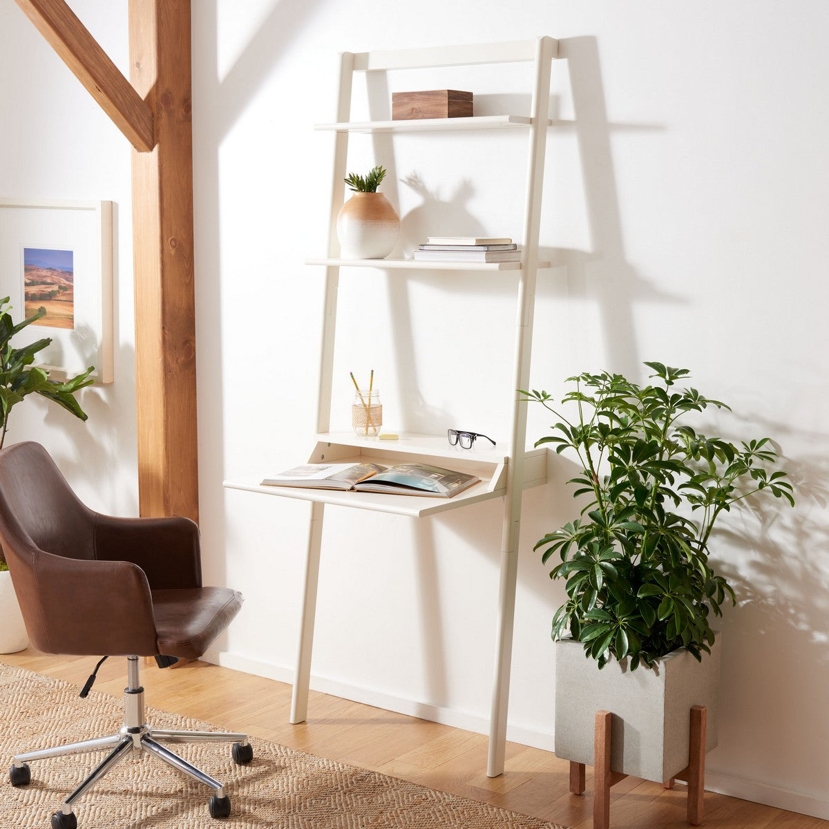 Safavieh Pamella 2 Shelf Leaning Desk, DSK9400 - White