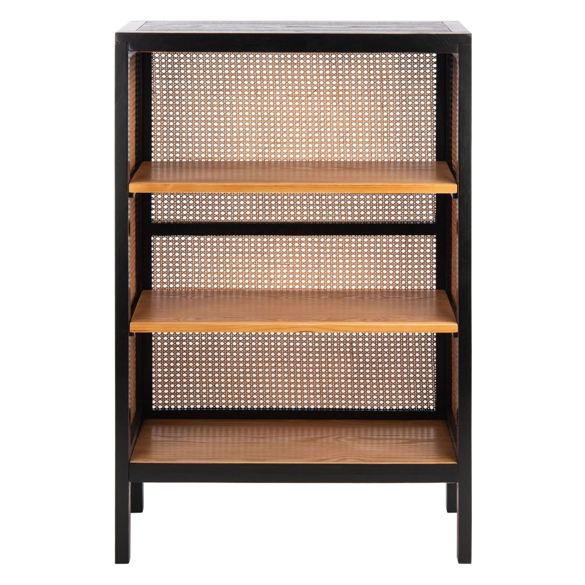 Safavieh Franz 3 Shelf Cane Back Etagere , ETG2103 - Black/Light Natural