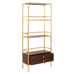 Safavieh Mateo 4 Tier 1 Drawer Etagere , ETG6205 - Gold Foil/Walnut