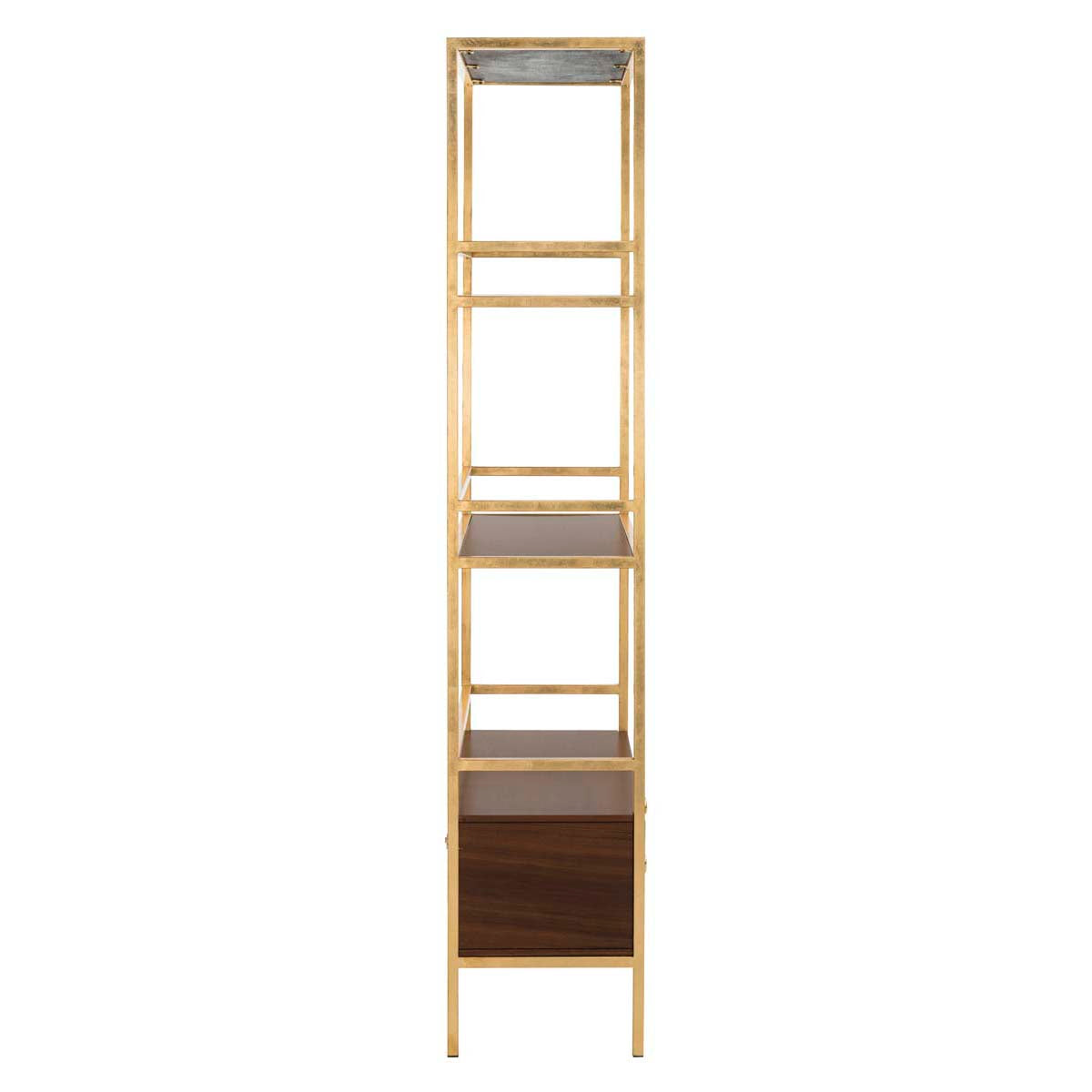 Safavieh Mateo 4 Tier 1 Drawer Etagere , ETG6205 - Gold Foil/Walnut