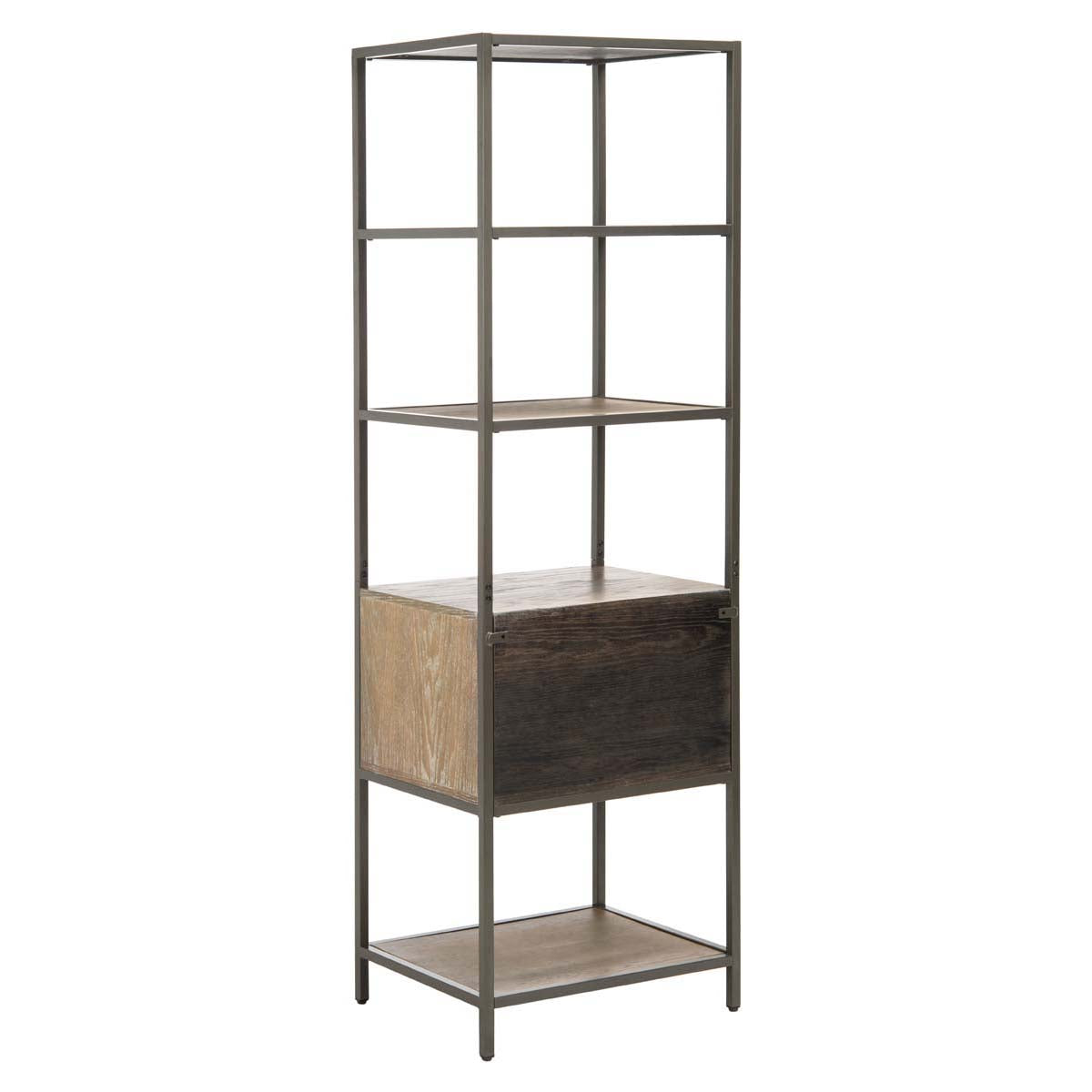 Safavieh Jola 5 Shelf 1 Drawer Etagere , ETG6400 - Rustic Oak / Gunmetal