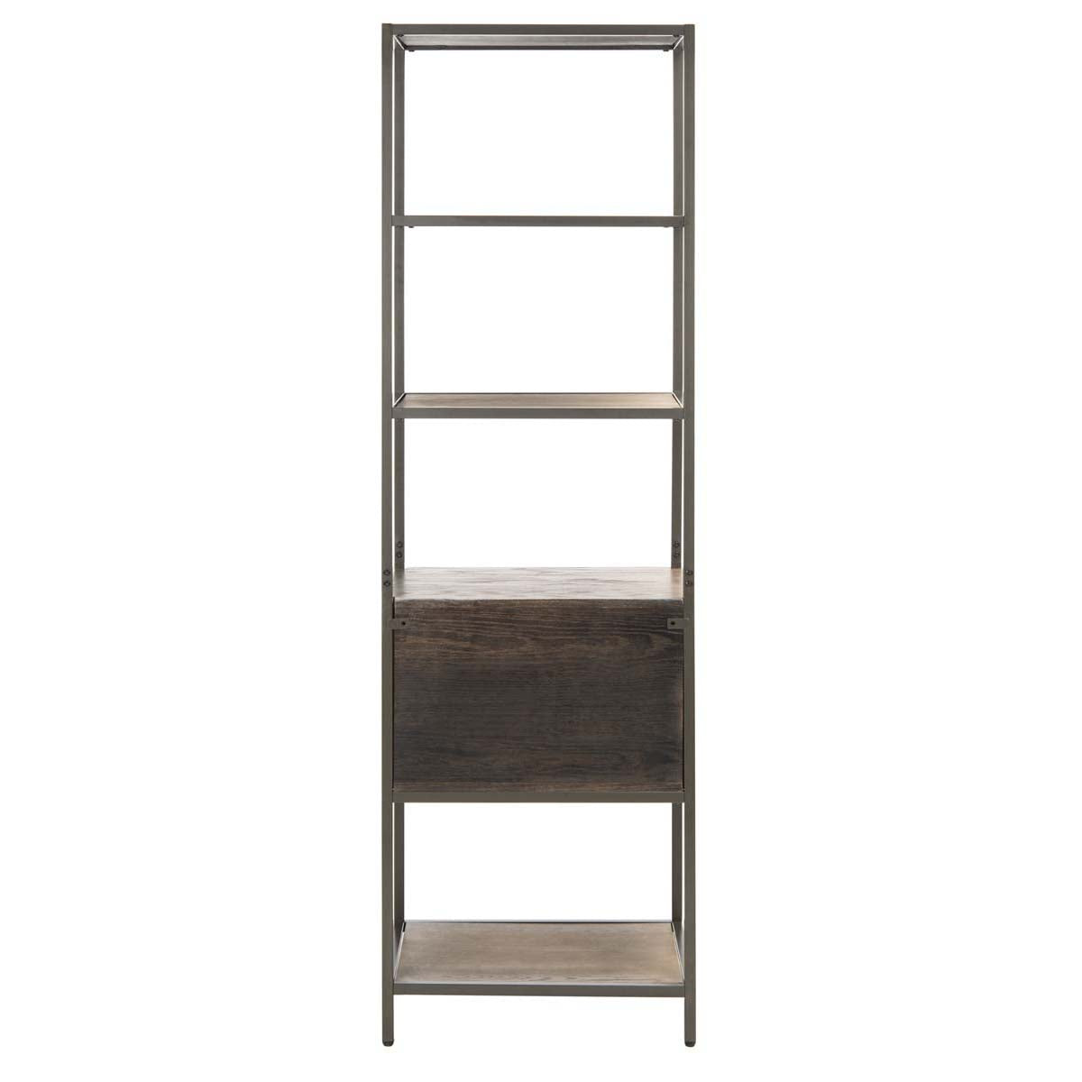 Safavieh Jola 5 Shelf 1 Drawer Etagere , ETG6400 - Rustic Oak / Gunmetal