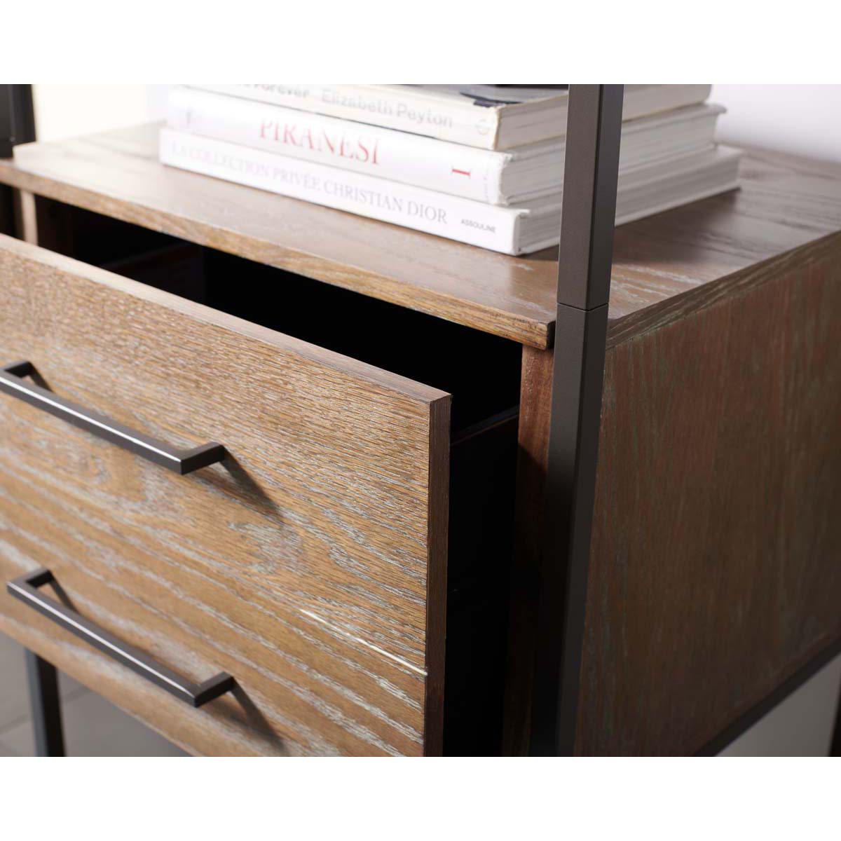 Safavieh Jola 5 Shelf 1 Drawer Etagere , ETG6400 - Rustic Oak / Gunmetal