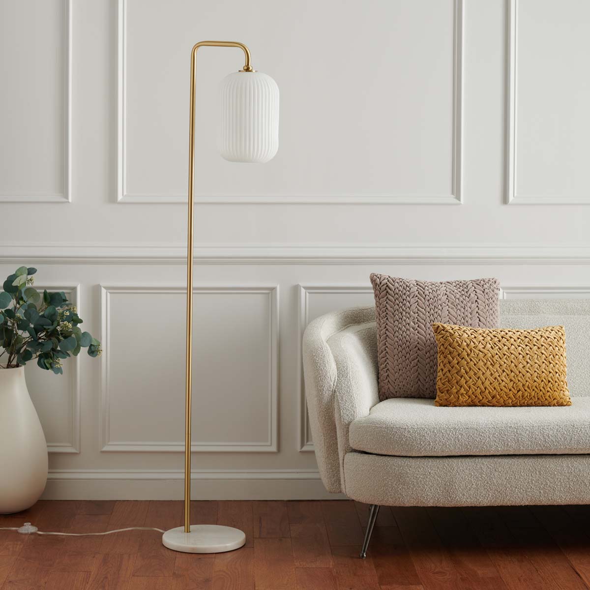 Safavieh Santina Floor Lamp , FLL7007 - Gold/White Marble
