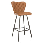 Safavieh Aster 30H Mid Century Modern Leather Tufted Bar Stool , FOX1703 - Camel (Set of 2)