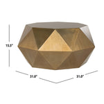 Safavieh Astrid Faceted Coffee Table , FOX3223 - Brushed Brass