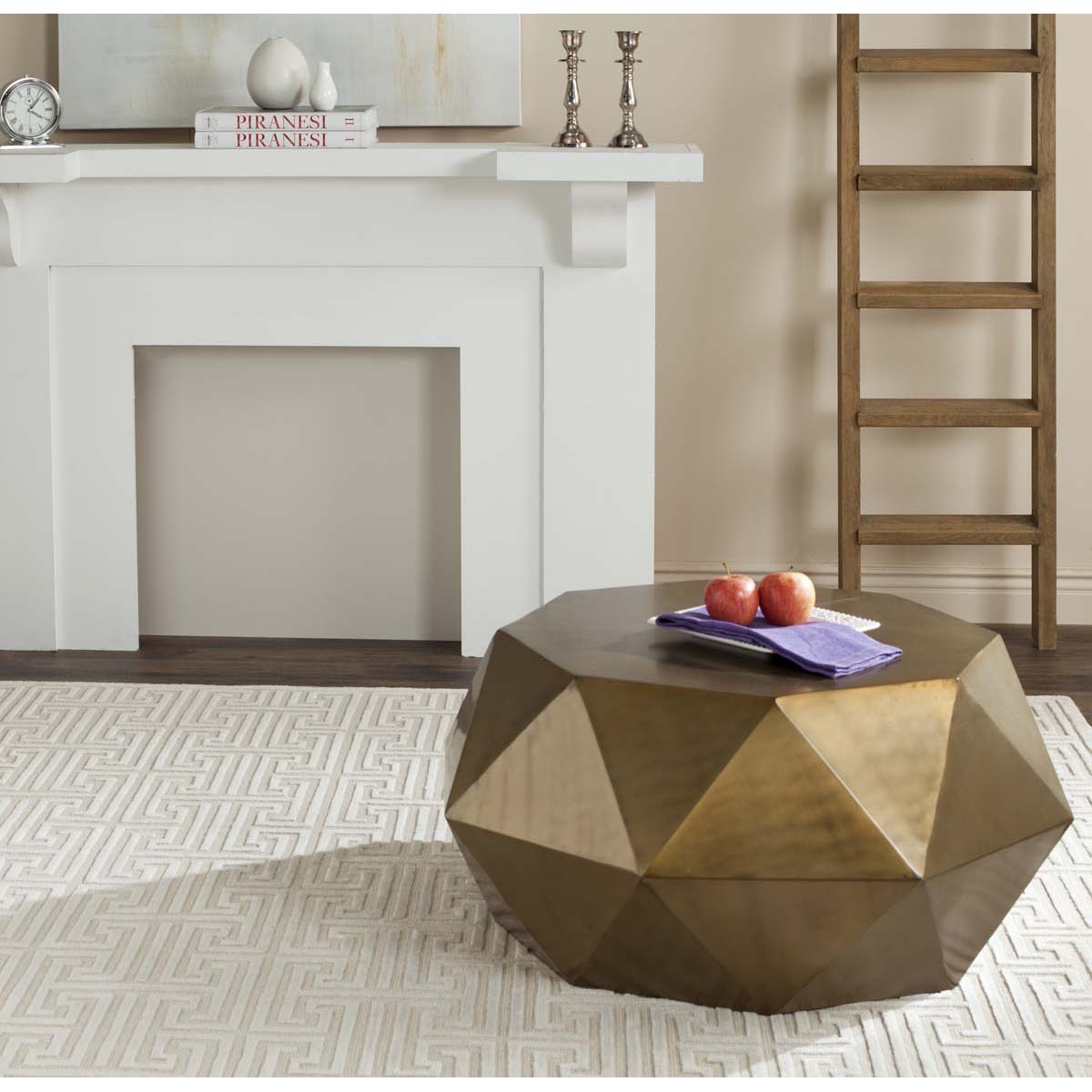 Safavieh Astrid Faceted Coffee Table , FOX3223 - Brushed Brass