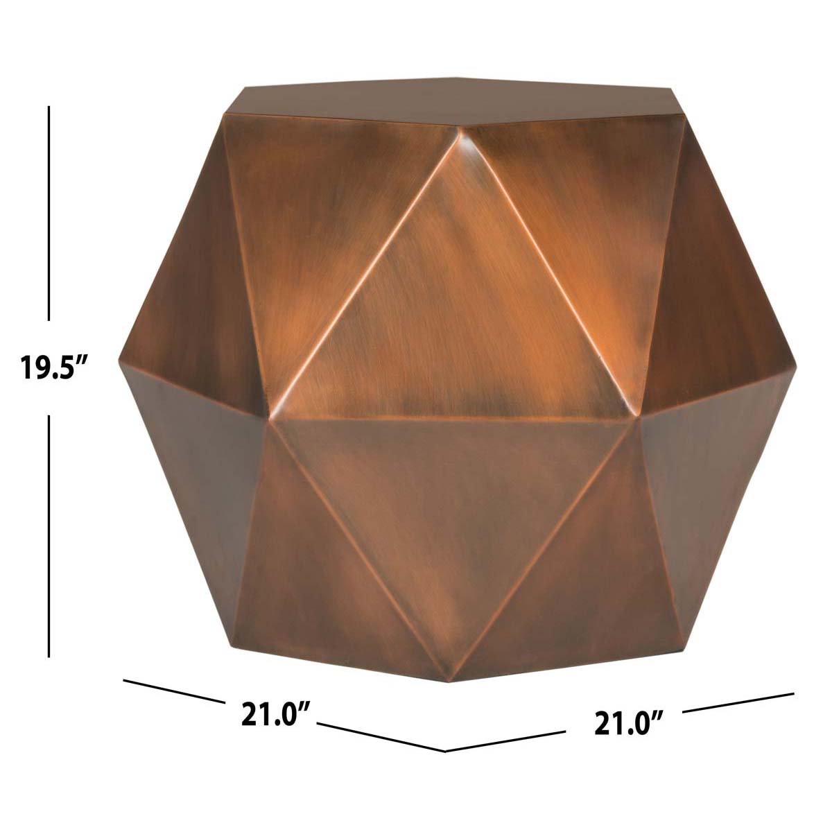 Safavieh Astrid Faceted Side Table , FOX3224 - Copper