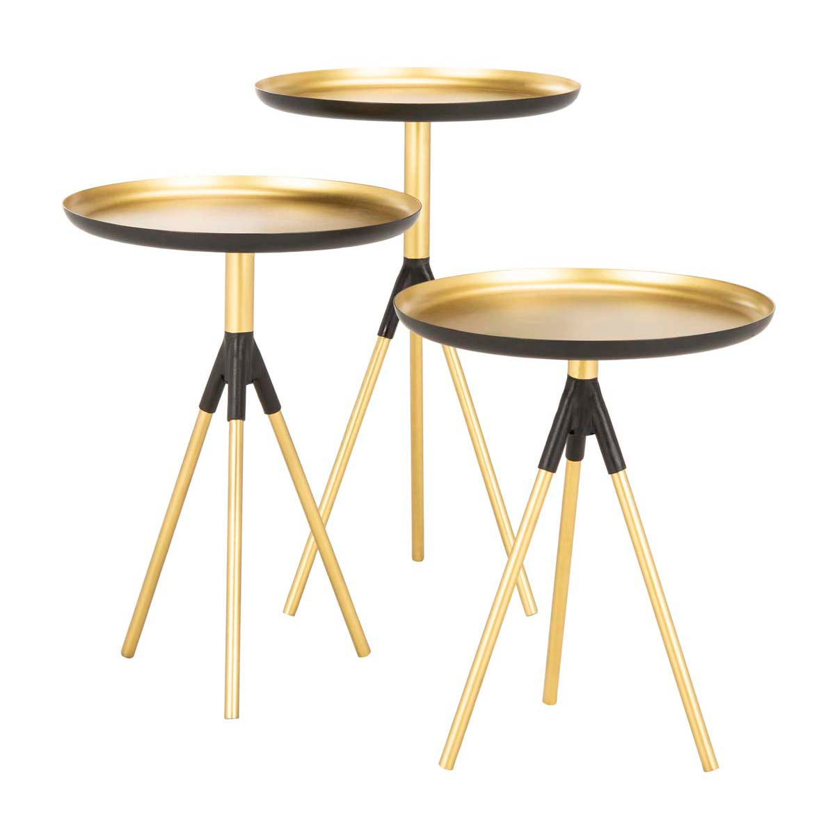 Safavieh Talon Metal Side Table Set Of 3 , FOX4523 - Gold / Black