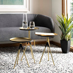 Safavieh Talon Metal Side Table Set Of 3 , FOX4523 - Gold / Black