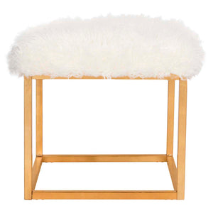 Safavieh Rowan Contemporary Glam Faux Sheepkin Square Ottoman , FOX6288