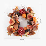 Safavieh Faux 28 Inch Peony & Pumpkin Wreath W/ Pine Cones , FXP1053