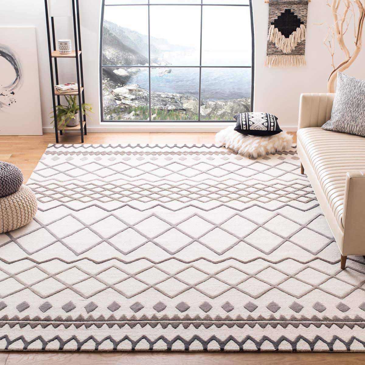 Safavieh Glamour 634 Rug, GLM634 - Ivory / Grey