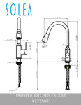 Solea Prosper Single Control Dual Function Spray Pull Down Stainless Steel 9.3X2.1X16 Kitchen Faucet - Chrome