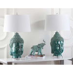 Safavieh Serenity 31 Inch H Buddha Table Lamp , LIT4162 - Teal (Set of 2)