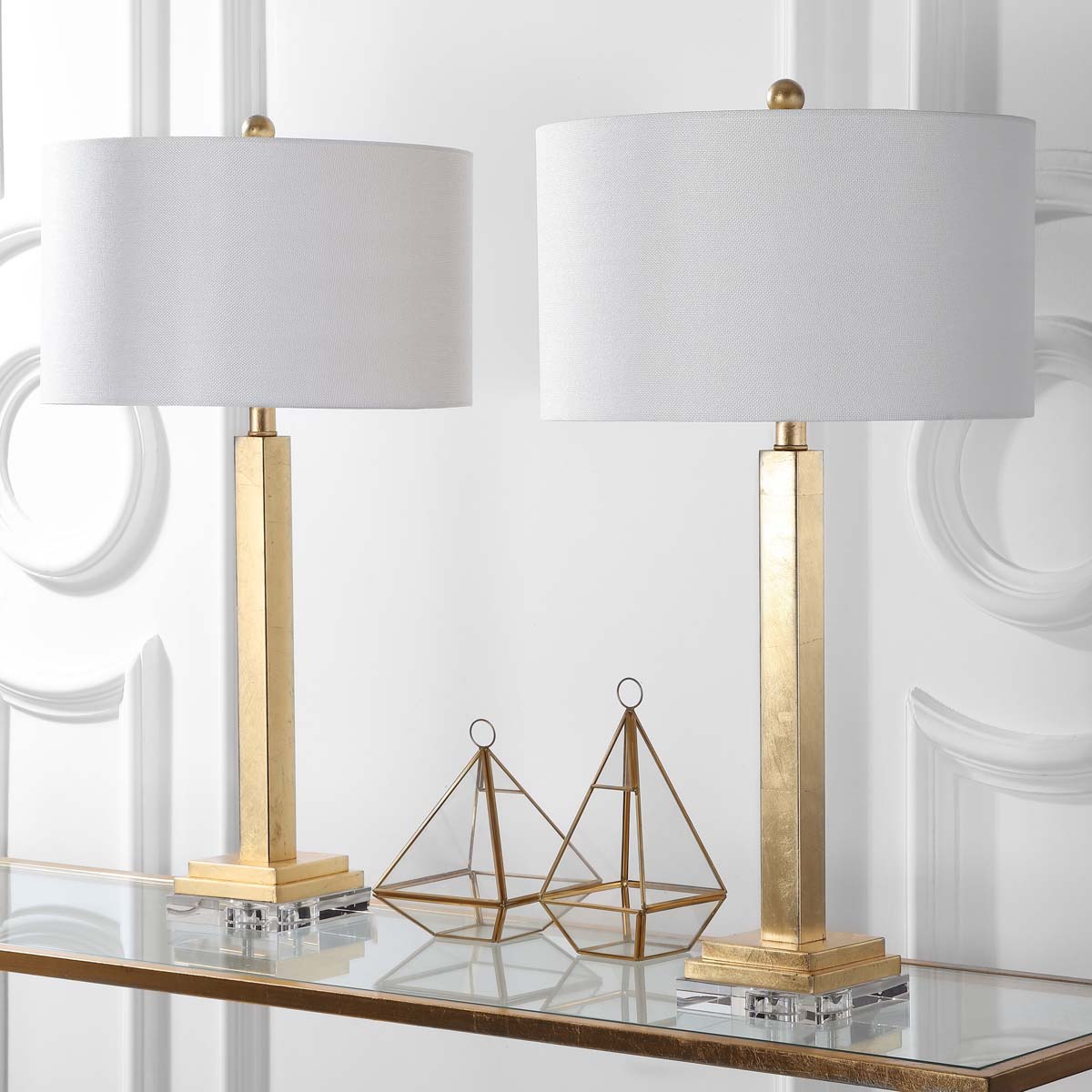 Safavieh Perri 30 Inch H Crystal Base Table Lamp , LIT4378 - Gold / Off White (Set of 2)