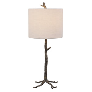 Decor Market Organic Base Table Lamp - Dark Gunmetal And Accented With Gold Highlights