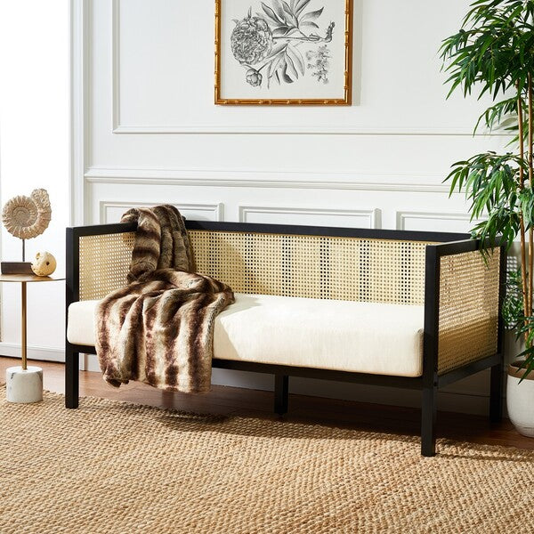 Safavieh Dune Rattan 3 Seater Sofa , LVS1500 - Black/Natural