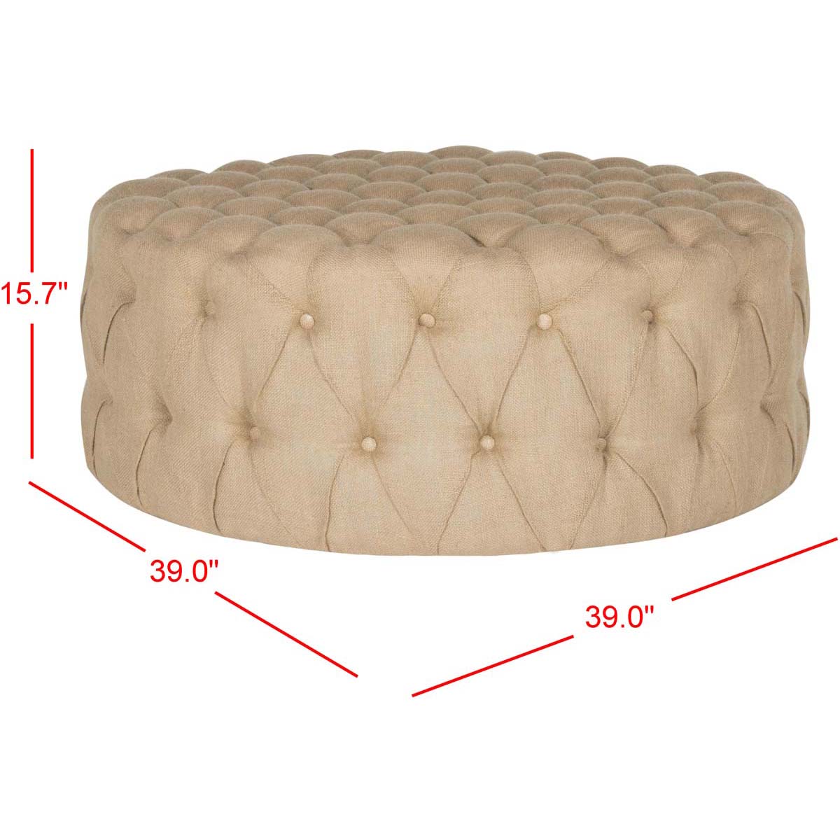 Safavieh Charlene Tufted Cocktail Ottoman , MCR4638 - Wheat