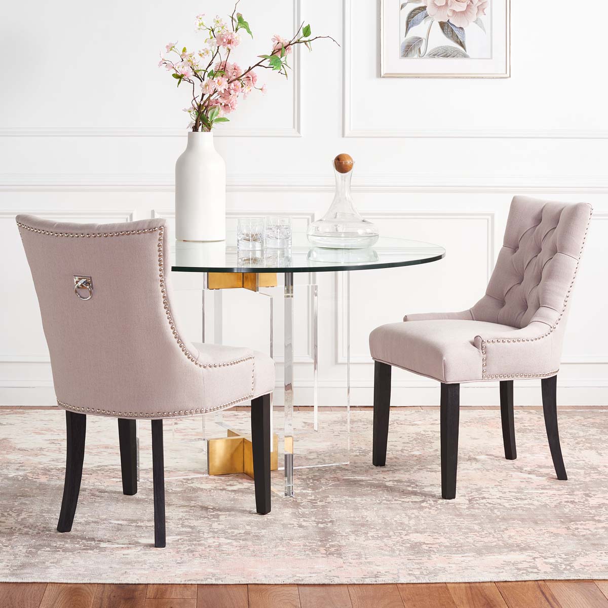 Safavieh Harlow 19''H Tufted Ring Chair (Set Of 2)   Silver Nail Heads , MCR4716