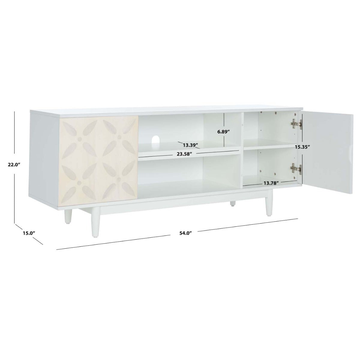 Safavieh Faye 2 Shelf Pattern Media Stand , MED5011 - White Washed