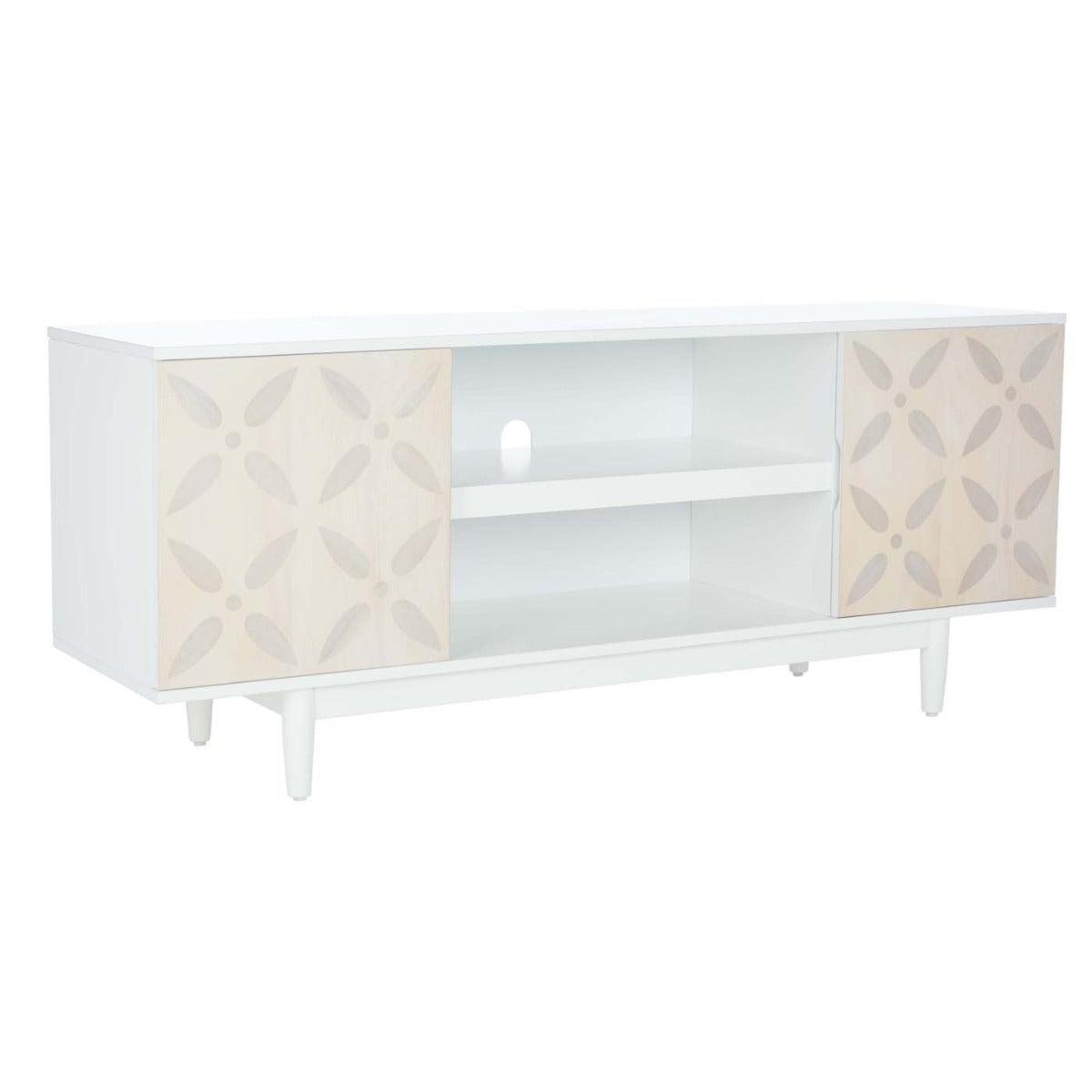 Safavieh Faye 2 Shelf Pattern Media Stand , MED5011 - White Washed
