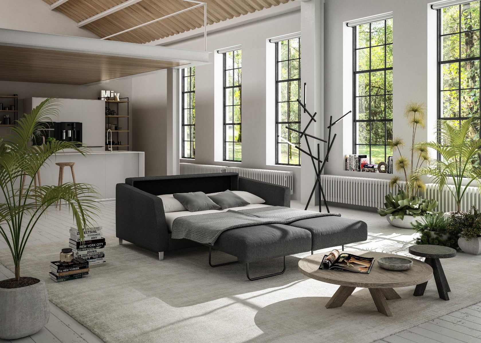 Luonto Furniture Monika Full XL Loveseat Sleeper - Loule 630 -234/9 Chrome