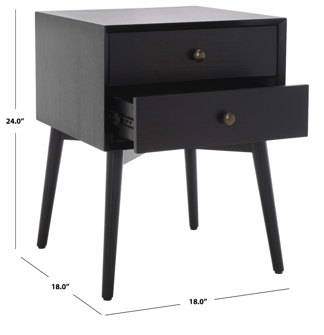 Safavieh Scully 2 Drawer Nightstand , NST6407 - Black / Gold