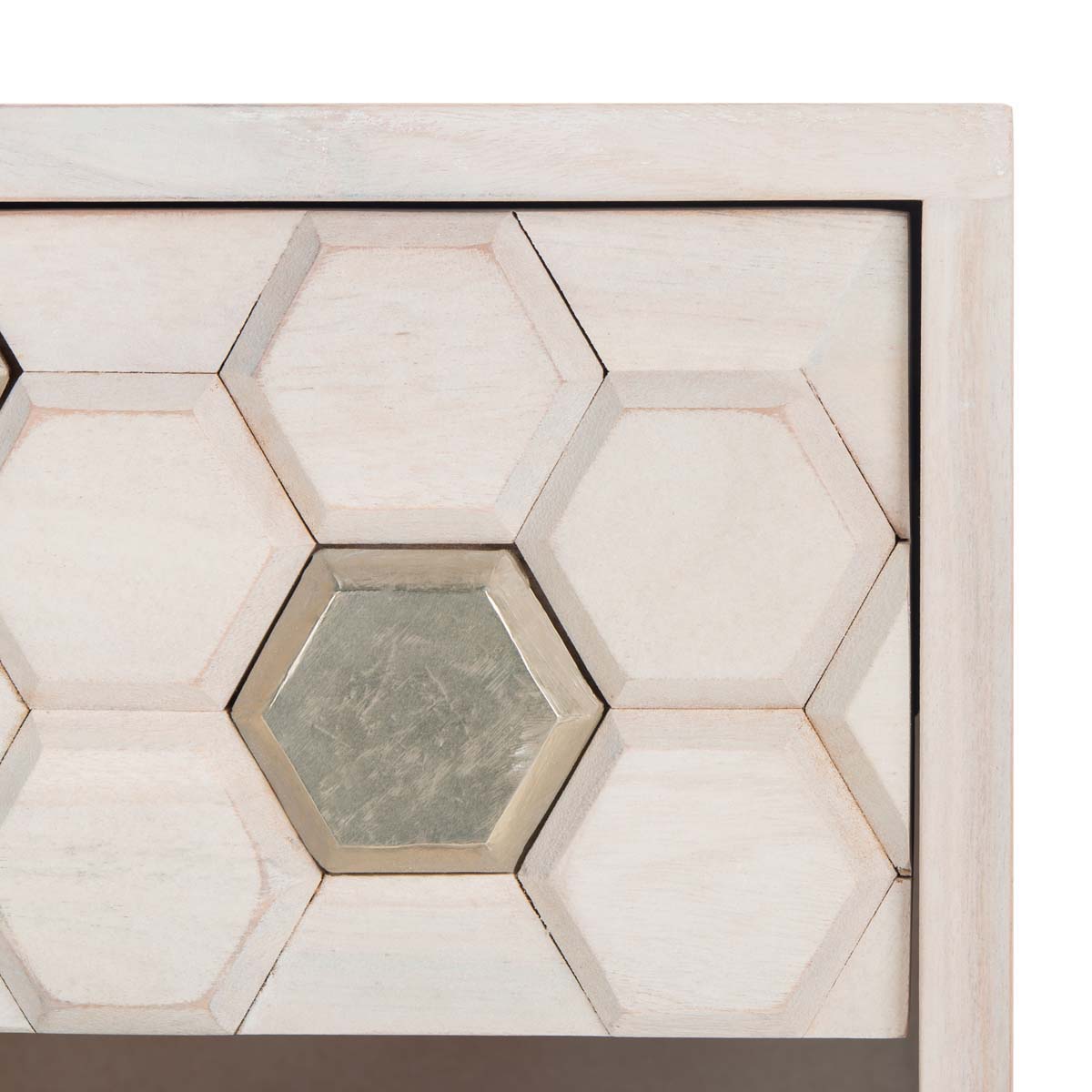 Safavieh Raveena Nightstand , NST9002 - White Washed / Silver