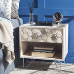 Safavieh Raveena Nightstand , NST9002 - White Washed / Silver