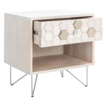 Safavieh Raveena Nightstand , NST9002 - White Washed / Silver