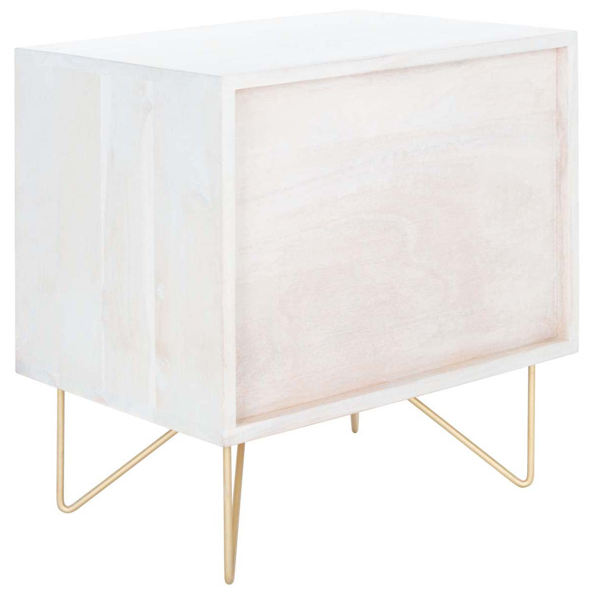 Safavieh Raveena Nightstand , NST9002 - White Washed / Brass