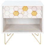 Safavieh Raveena Nightstand , NST9002 - White Washed / Brass