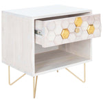 Safavieh Raveena Nightstand , NST9002 - White Washed / Brass