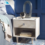 Safavieh Tahseen Parquet Nightstand , NST9004 - White Washed / Silver