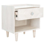 Safavieh Tahseen Parquet Nightstand , NST9004 - White Washed / Silver